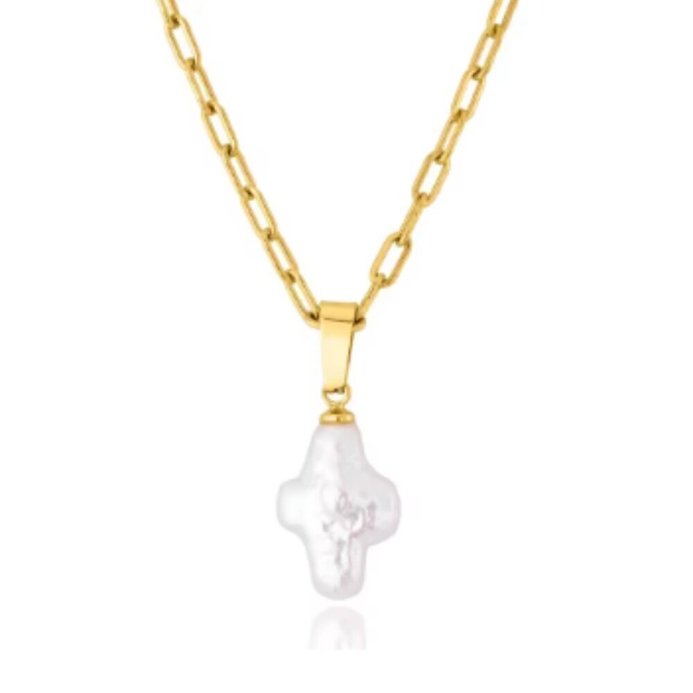 Fresh water pearl minimalist necklace on gold plate chain- NEW